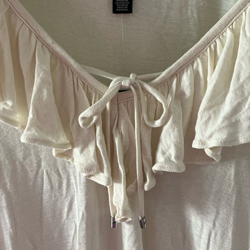 Ralph Lauren Linen Ruffle Blouse L NWT!
